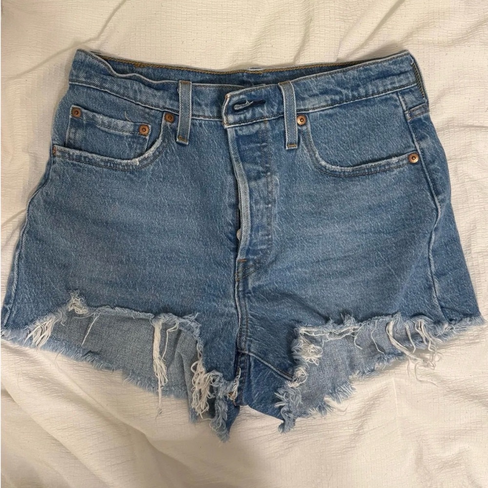Levi's Blue Distressed Jean Shorts